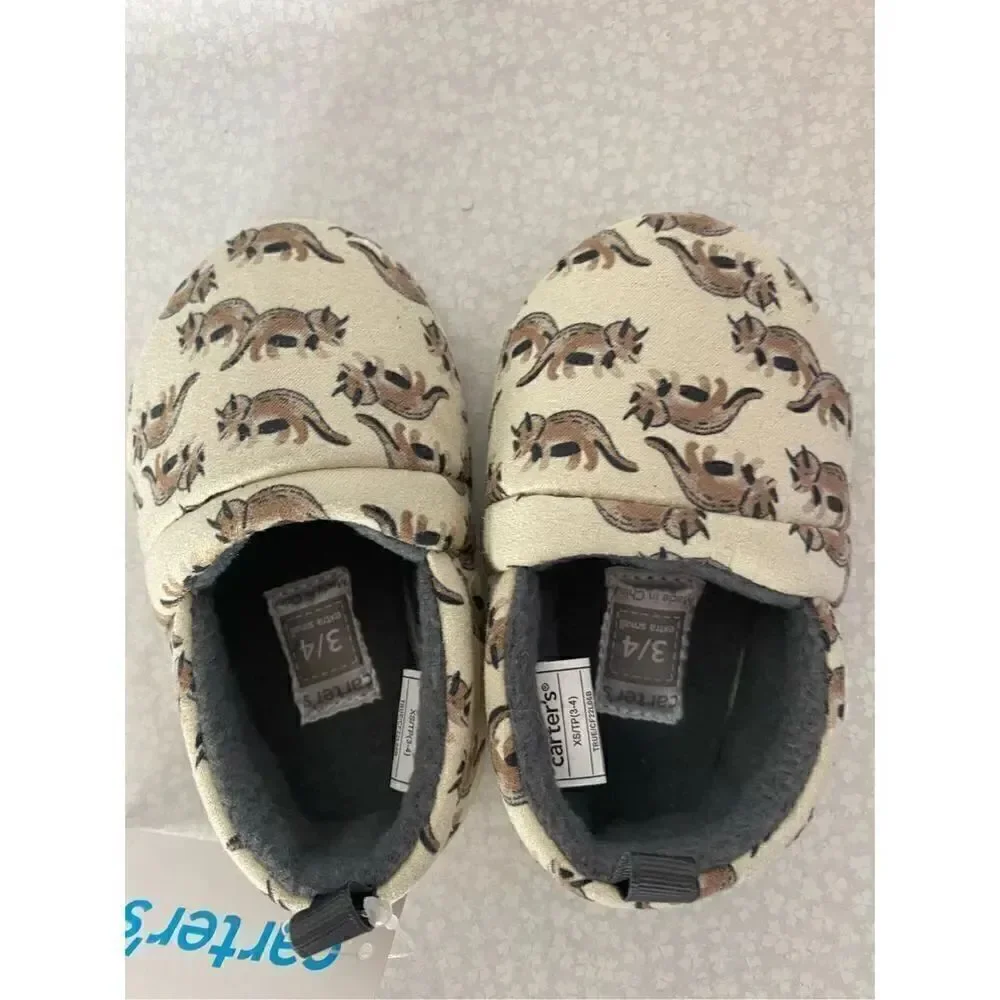 Carter's BOY’S 3/4 Toddler Extra Small True Dinosaur Indoor/ Outdoor Slippers